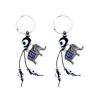 Evil Eye Turkijos Keychain Žavesio Klavišą Mėlyna Hamsa Pakabukas Dramblys Žiedas, Papuošalų Automobilių Paketų Prižiūrėtojų Raktinę Rankinėje Granulių Amuletchain Laimingas Akis