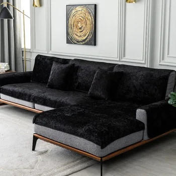 Vientisų spalvų pliušinis audinys sofa cover pritaikyti Kampe sofa raštas padengti dviguba sėdynė odos Sofos, anti-slip sofos pagalvėlė padengti