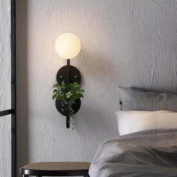šiuolaikinės Veidrodėlio Lemputė Šiaurės kambarį Apdaila Sienų apšvietimo tyrimas miegamasis šiltas naktiniai macaron Spalva augalų sienos lempos