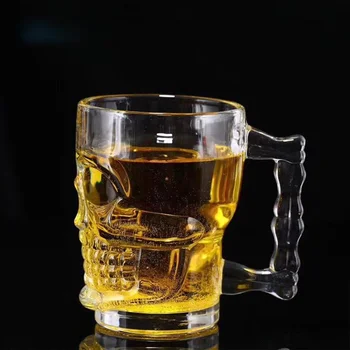 Stiklo kaukolė rankena stiklo alaus stiklo 520ml pinta stiklo juosta naktį nustatyti vyno taurė