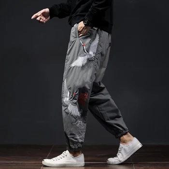 4 Spalvų Atsitiktinis Mados Kelnės Moterims Kinų Stiliaus Krano Siuvinėjimo Plius Dydis Raišteliu Visų Rungtynių Komplektus Tendencija 2022 Streetwear