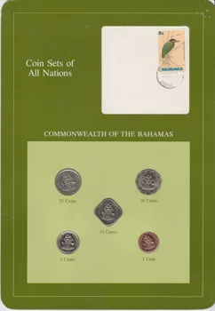 Bahamų 5 Monetų Rinkinys, Franklin Kortelės 100% Autentiškas, Originalus, Monetų Kolekcionieriams UNC