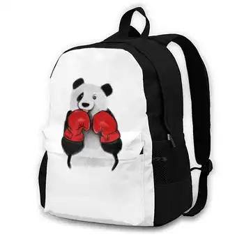 Bokso Panda Bear Panda Veido Marškinėliai - Juokingi Gyvūnų Marškinėliai Didelės Talpos Mokyklos Kuprinė Nešiojamas, Kelioniniai Krepšiai, Panda Bear Boksininkas