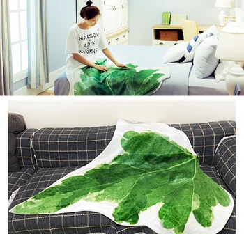 150x125cm minkštas žalia gebenės lapų flanelė vilnos antklodė suaugusiųjų plauko laisvalaikio, antklodė, sofos, vaikų antklodė buitinės dekoratyvinės