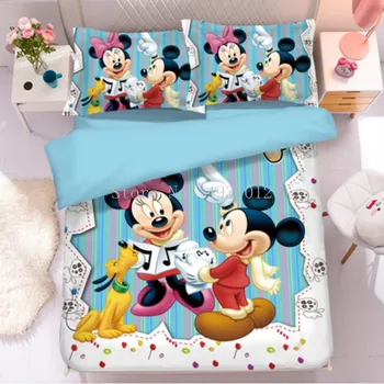 Animacinių filmų Mickey Mouse Spausdinti Kūdikių Patalynės Komplektas Berniukams, Mergaitėms, Vaikams Disney Antklode Padengti Rinkinys su Užvalkalas Namų Tekstilės 3pcs