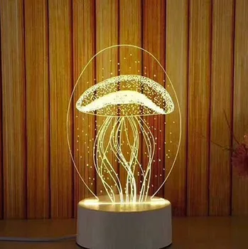 3D Medūzos Naktį Žibintai Architektūros Stalo Lempa Usb Akrilo Led Stalo, Stalas, Miegamojo Dekoravimo, Dovanų Šiltai Balta Šviesa