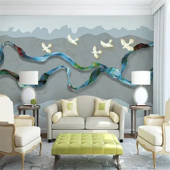 Milofi užsakymą tapetai, freskos naujas Kinų stiliaus abstrakčių linijų meno samprata kraštovaizdžio peizažas fone sienos freskos