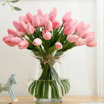 Dirbtinės Tulpės 6Pcs Tikroviški Dirbtinų Tulip Gėlių Puokščių Dekoravimas Šalies Namų Sode Lentelė tulip gėlių Dekoras ваза