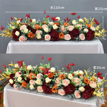 Rose dirbtinių gėlių lentelė gėlių runner gėlių vainikas eilės namų puošybai vestuvių stalo centre apdailos vestuvių reikmenys
