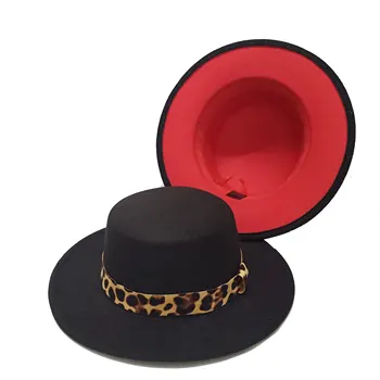 Fedora Skrybėlę Moterims Tuo-Spalva Juoda Red Hat Britų Banga Atkurti Senovės Būdų Plokščių Skrybėlių Vilnos Fedoras Platus Kraštų Didmeninė шапка