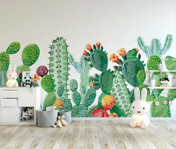 kambario dekoro Užsakymą tapetai, freskos Šiaurės rankomis dažyti kaktusas tropinių augalų TV fono sienos papel de parede