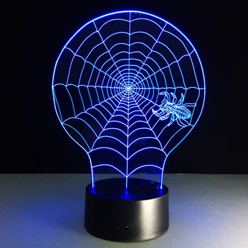 3d stalo lempa voratinklyje naktį šviesos spalvingas spalvų akrilo vaizdo stereo LED dekoratyvinės šviesos usb dual naudoti