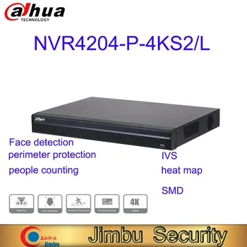 dahua 4 Kanalų 1U 2HDDs 4PoE Tinklo Vaizdo įrašymo NVR4204-P-4KS2/L poe nvr saugumo kamerų sistema, DVR 4k 4ch Veido aptikimas