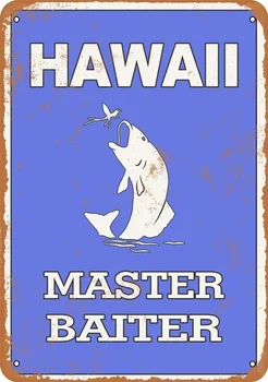 Derliaus Metalo Skardos Pasirašyti Havajai Bass Fishing Master Baiter Namų Bar Hotel Club Sienų Dekoras Ženklai 12X8Inch