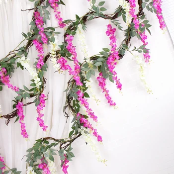 namų vestuvių dekoratyvinis netikrą šilko gėlės rotango Didelis Dirbtinis wisteria gėlių vynuogių Nuotaka Girlianda Namų Garden Hotel