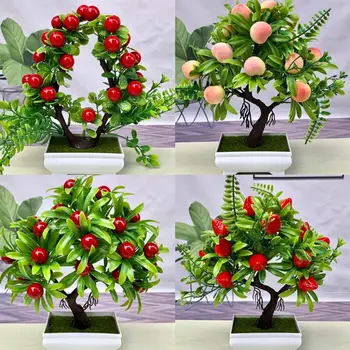 Artificail Vaisinius Augalus, Namų Dekoro Vaisių, Apelsinų Ir Vyšnių Bonsai Modeliavimas Dekoratyvinis Dirbtinės Gėlės Padirbtų Augalų Ornamentais