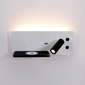 Miegamojo Lovos LED Sienos Žibintai Rungtynių Galvos Lempa naktį led Bevielis USB Įkroviklį, Apšvietimu ir Šviesos įjungimas/Išjungimas Wall Mount Šviesos