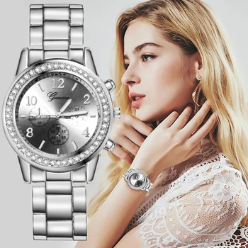 Atsitiktinis Moterų Laikrodžiai Mados kalnų krištolas Moterų Kvarco Riešo Žiūrėti Prabanga Rose Gold Nerūdijančio Plieno Laikrodis Moterims Laikrodis