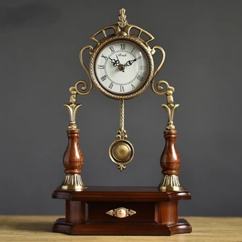 Europos stiliaus Šviesos Prabangių Medžio masyvo su Vario Laikrodis Kūrybos Vario Laikrodis Kambarį Namuose Tendencijos Mados Paprastas Laikrodis