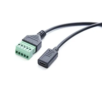 TIPAS-C moterų 5pin žalia terminalo ryšio perdavimo signalas extender USB jungties prailginimo laido kištuką