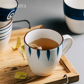 CHANSHOVA 350ml modernaus stiliaus keramikinis puodelis Kinų porceliano kavos rankena taurės asmenybės pieno, arbatos puodelis vandens, puodelis H322