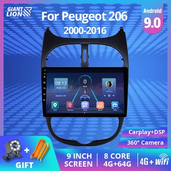 2din Android 9.0 Automobilio Radijo Peugeot 206 2000-2016 Automobilio Multimedijos Grotuvas GPS Navigaciją 4G+64G Stereo Automobilio Autoradio 2DIN Dvd