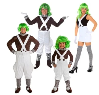 helovinas šalis Suaugusių Vaikų aukščiausios kokybės kostiumai Čarlis ir šokolado fabrikas darbuotojų cosplay kostiumas