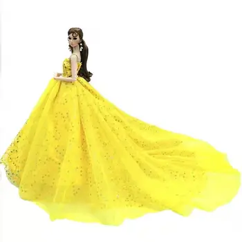 1/6 BJD Drabužių Mados Geltona China Princess Dress Vestuves Suknelė Komplektai Barbie Lėlės Drabužiai 11.5