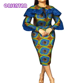 Heidi bazin Riche Afrikos Suknelės Moterims ilgomis Rankovėmis Bodycon Dashiki Dress Lady Vestuves Afrikos Drabužius Privačių Užsakymą WY8449