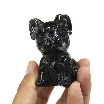 1 Vnt ranka raižyti natūralus juodas obsidianas kristalų puikus šuo ornamentu pardavimui