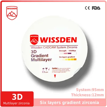 Wissden Dantų Lab Daugiasluoksnės Medžiagos Cirkonio Blokai 3D 95,12 mm CAD/CAM