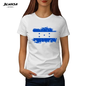 BLWHSA Hondūro Vėliavos Spausdinti marškinėliai Moterims Atsitiktinis Apvalios Kaklo 100% Medvilnės Brand T-shirts Hondūras Nacionalinės Vėliavos Moterų Drabužiai