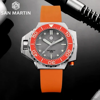 San Martin Originalaus Dizaino 316L nerūdijančio plieno Vyrų Nardymo Automatinis laikrodis 30Bar BGW-9 Super Šviesos Sapphire Kristalas Relógio