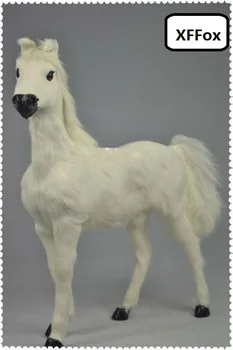 didelis realaus gyvenimo, 1:6 karo žirgas modelis plastinė ir kailių modeliavimas baltųjų kraujo arklių lėlės dovana, apie 34x36cm xf1876