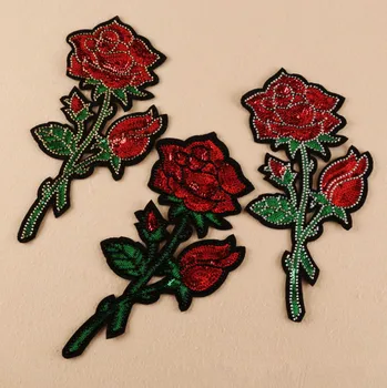 Naujas atvykimo 3 vnt. didelių rožių žiedų Siuvinėti Zawalcowany pleistrai geležies, variklio gaubtą kailis Motyvas Aplikacijos dekoro remonto priedų