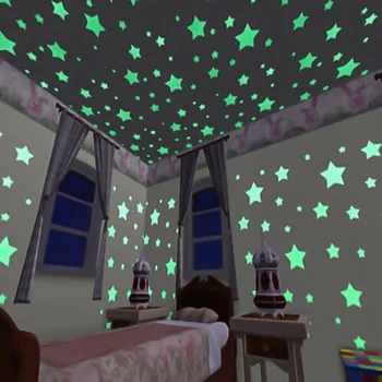 100vnt 3D Žvaigždės Švyti Tamsoje Sienų Lipdukai Šviesos Liuminescencinės Pvc Sienos Meno, Lipdukai Vaikams, Miegamojo Lubų Namų Puošybai