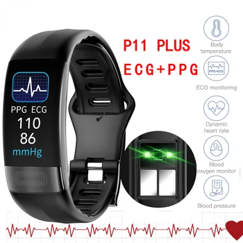 P11 Plus Smart Apyrankę Kūno Temperatūros Stebėjimo Smart Apyrankė EKG PPG Smart Watch Širdies ritmas, Kraujo Spaudimas Apyrankė