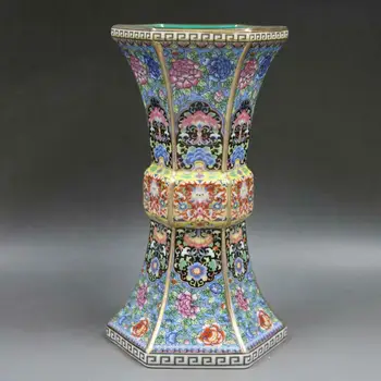 Kinijos Spalvos Emalio Porceliano Rankų Dažytos Gėlės Dizaino Butelis Vaza 10 colių Namų Retro Papuošalai