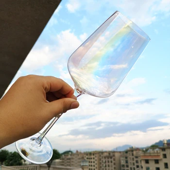 1pcs Europos Švino Krištolo šampano stiklo Rainbow Crystal Raudono vyno stiklo širdies rankinis Goblet Didelės šeimos vyno taurė