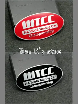 1 Vnt Automobilių Ženklelis Emblema Lipdukas Aliuminio WTCC automobilių kėbulo stick 86*44mm Automobilių Stilius