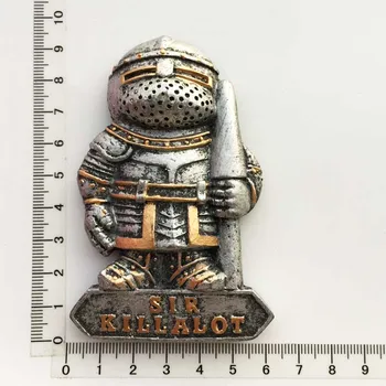 Europos viduramžių klasikinio geležiniai šarvai Wu animacinių filmų versija dervos dažytos trimatis amatų magnetas šaldytuvas lipdukai
