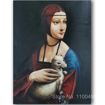 Garsaus Drobė Meno kūrinius Portrait of a Lady, Su Ermine Rankų darbo Leonardo Da Vinci Aliejaus Tapybai Aukštos Kokybės Klasikinės Moteris
