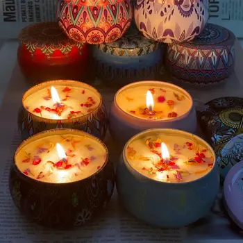 Aromatizuoti Žvakės Sojų Vaško Džiovintų Gėlių Kvapus, Aromatinės Žvakės Dangtelis Namų dekoro Partijos Gimtadienio Šventė Šventės Dekoras