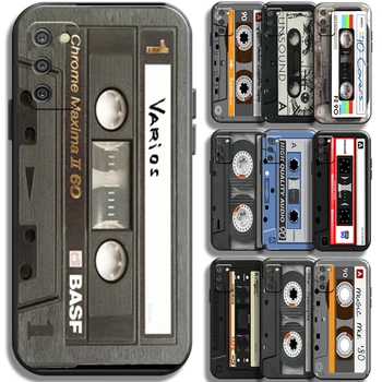 Retro Vintage Seną kasetinį Samsung Galaxy A02 A02S Telefono dėklas Juodas Skystis Silicio Funda Visišką Apsaugą Viršelis Minkštas