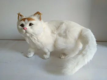 modeliavimo balta katė didelės 27x10x20cm modelis,polietileno&kailis katė skamba miaow, rankdarbių,rekvizitai,namų dekoravimo, dovanų p0809