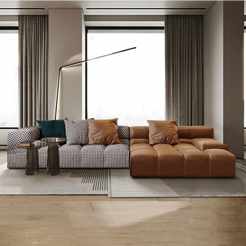 Privačių Užsakymą Nordic Light Luxury Technologijos Audinio Flannelette Paprasta Šiuolaikinės Mažų Šeimos Gyvenamasis Kambarys Kartu Audiniu Sofa-lova