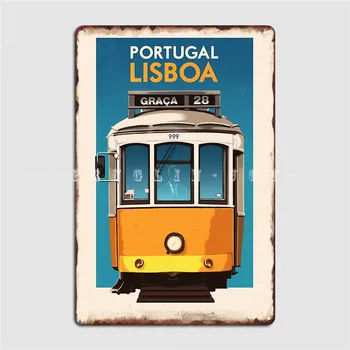 Kelionės S Lisabonos Portugalijoje Metalo Ženklas Klubo Namų Kino Asmeninį Plakatas Alavo Pasirašyti Plakatas