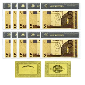 10vnt/daug Europos Auksą, Padengtą Banknotų 5 EUR Apyvartą Ne Spalvotų Popieriaus Gražus Kūrinys Namų Puošybai