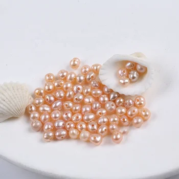 Didmeninė 4-4.5 mm natūralios rausvos spalvos gėlavandenių bulvių prarasti perlų papuošalai išgręžta skylutė 1mm