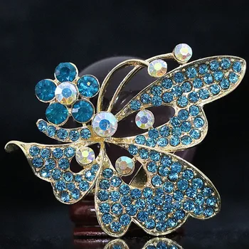 Naujas Spalvotų gyvūnų sagė mados drugelio formos 51*64mm gėlių kristalų aukso spalvos pakabukai dovana Gražių smeigtukai papuošalai B1228